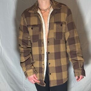 Redmond Brown Plaid Sherpa-Lined Men's Shacket Jacket